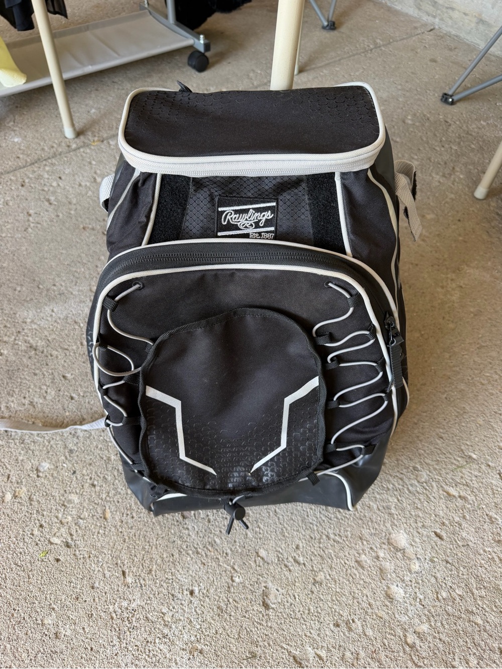 Rawlings Black and White baseball Backpack